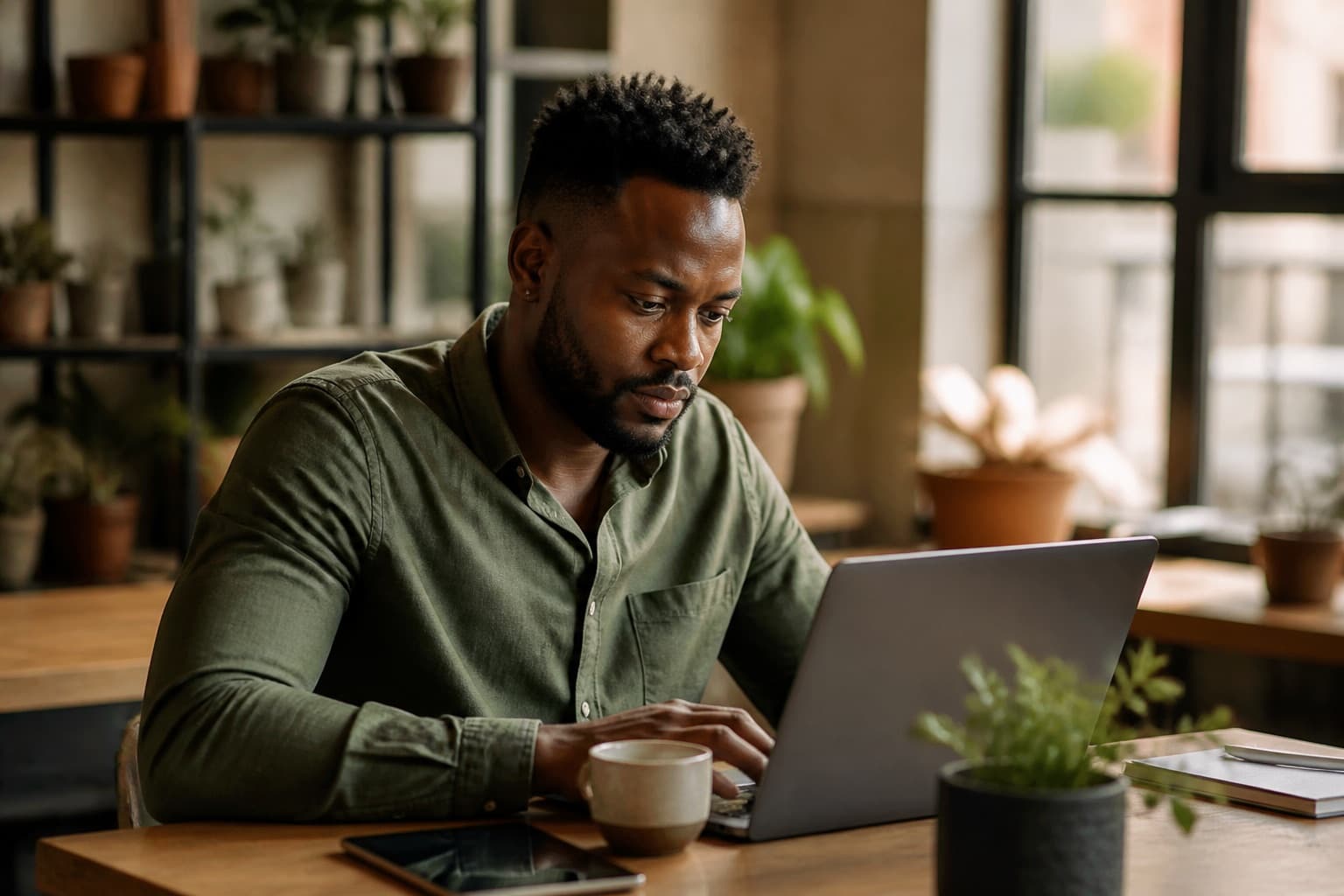 Business owner working through admin at a laptop